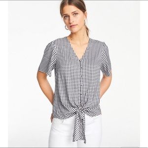 Ann Taylor Gingham Front-Tie Top